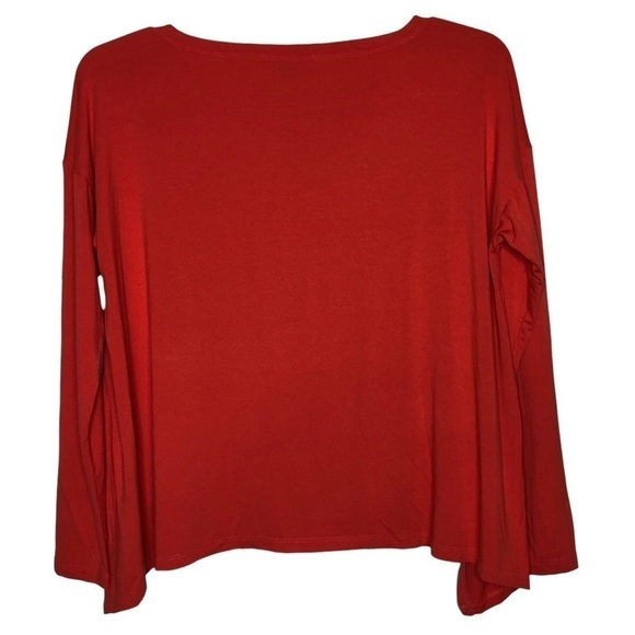 EILEEN FISHER - Deep Orange Boat Neck Long Sleeve Viscose Blend Top - Size Small - Picture 2 of 6